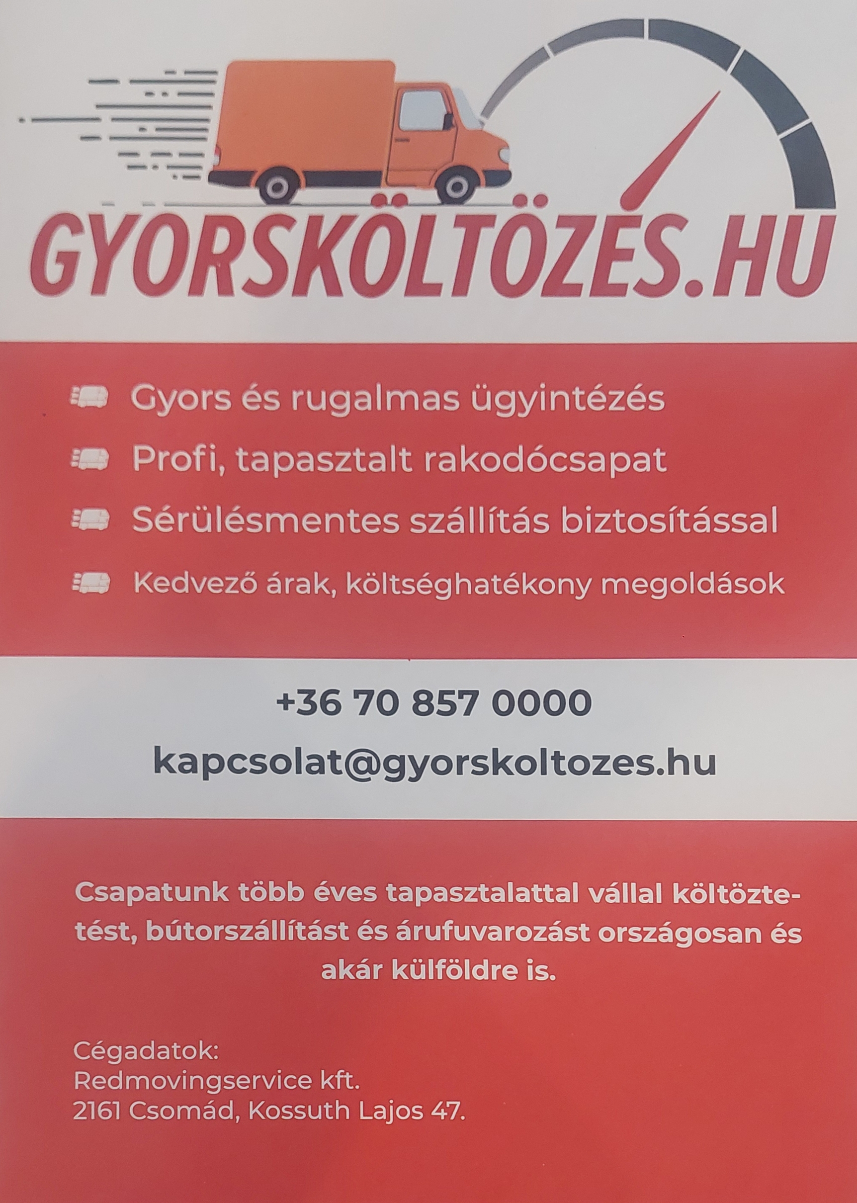 Költöztetés fuvarozás