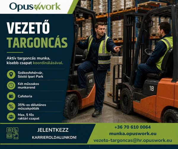 Targoncavezető-raktáros állás Székesfehérvár
