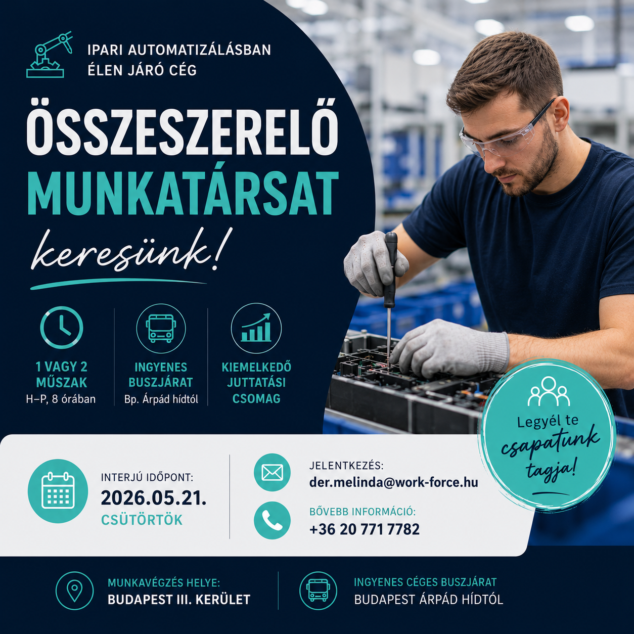 Összeszerelő operátor állás Budapest III.kerület