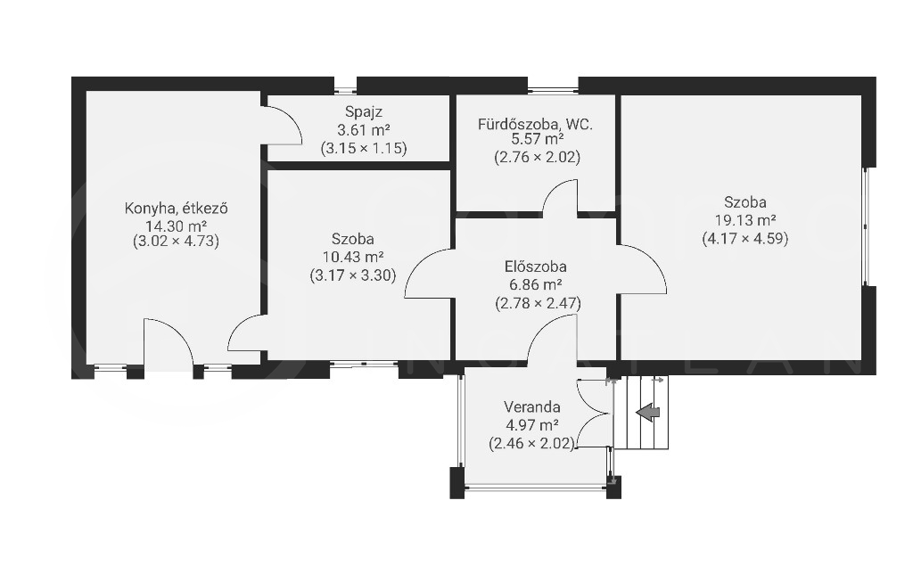 Ház-családi ház eladó – 2 szoba – Kisgyőr