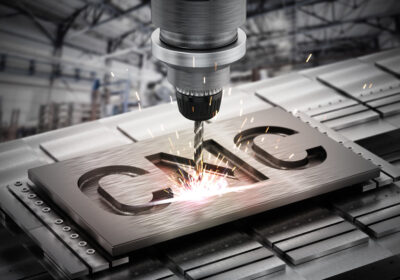Closeup of generic CNC drill equipment. 3D illustration